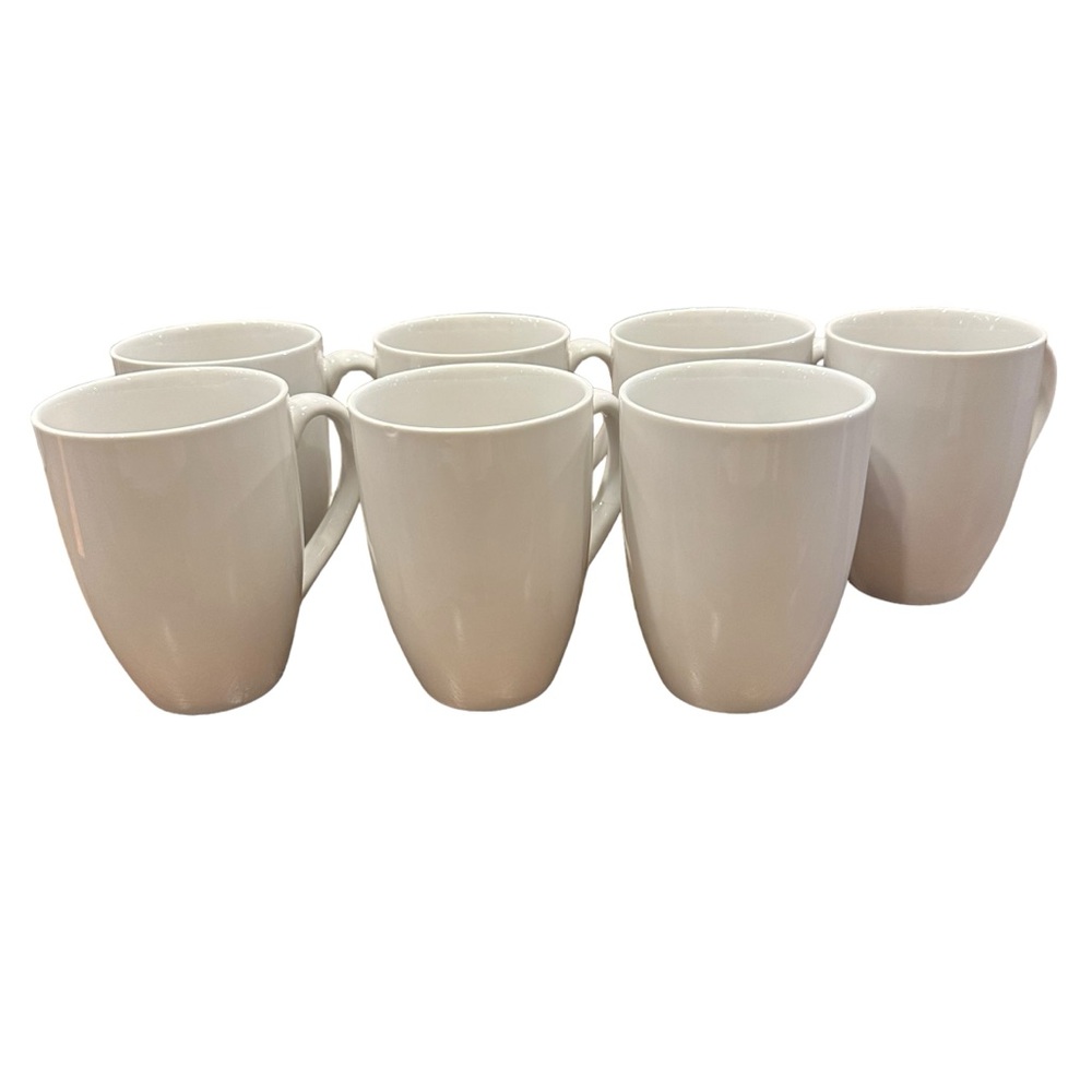 Food Network set of 7 white coffee tea mugs or cups.
